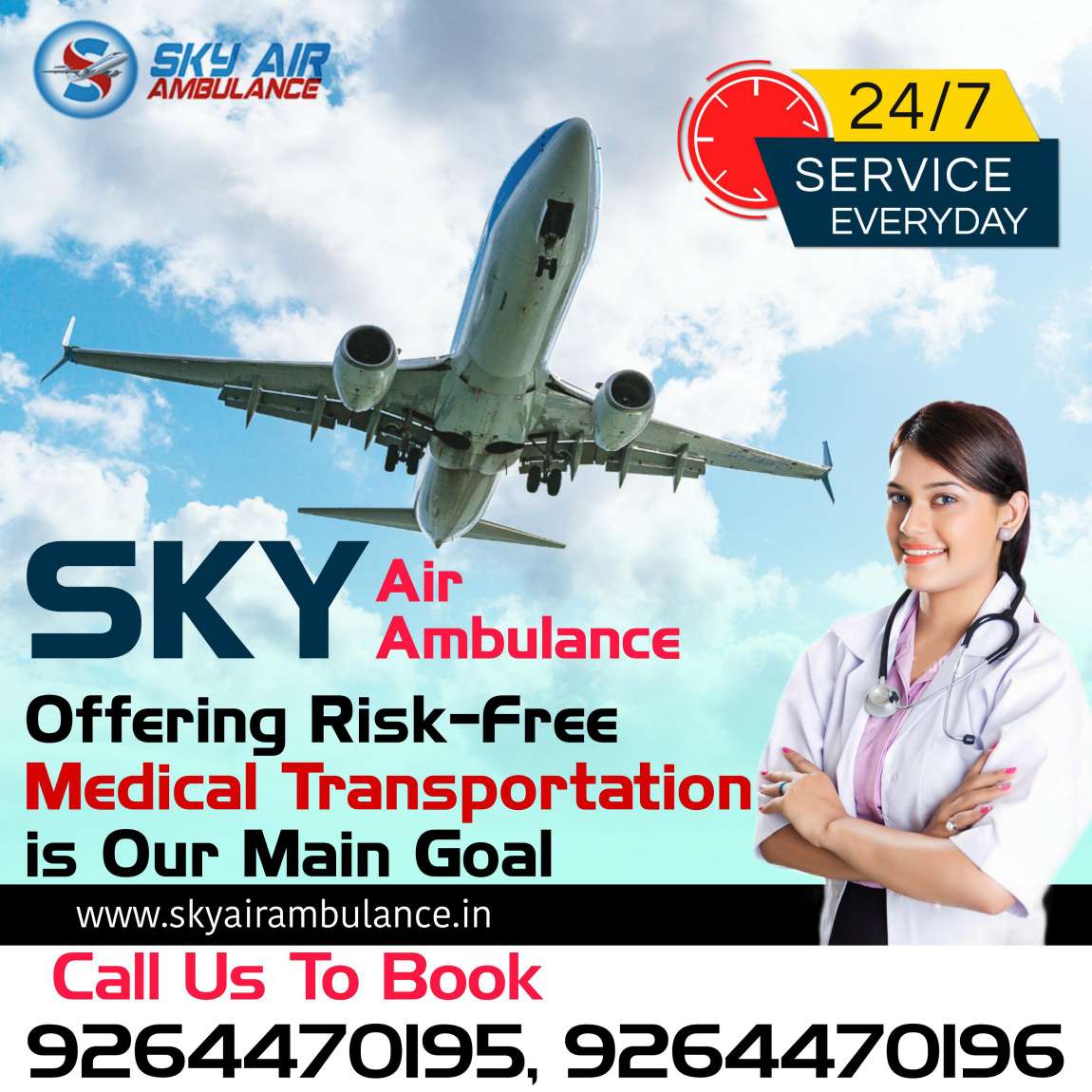 The Latest Hi-tech Air Ambulance Service in Guwahati with Dedicated Medical Team by Sky